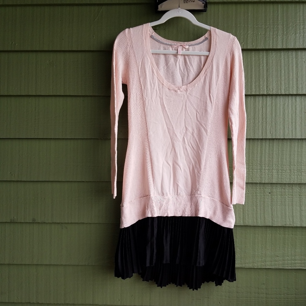 VS Baby Pink Sweater Dress Pleated Trim
